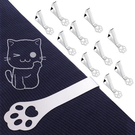 Paquete de 10 pinzas para sujetar manteles de picnic en interiores, de acero inoxidable resistente, para fiestas, bodas, hogar, restaurantes y camping (1/5)