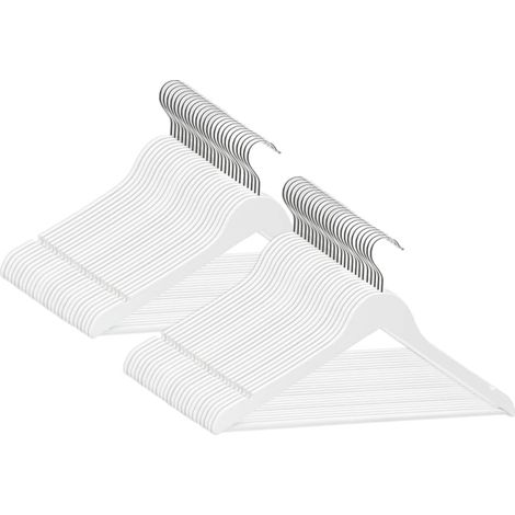 Cintres antidérapants 50 pcs Blanc Bois dur