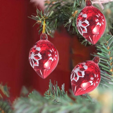 Décoration de sapin de Noël, ornements suspendus de Noël, décorations originales, pour la décoration d'une fête de mariage de Noël, (boule rouge) (1/5)