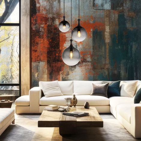 Pendellampe Hängelampe Esstischleuchte Glaskugel rauch Wohnzimmerlampe H 141 cm