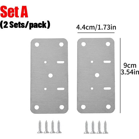 (Lot A-20) Plaque de réparation carrée en métal pour charnières de porte avec vis, en acier inoxydable, pour meubles et armoires. (1/5)