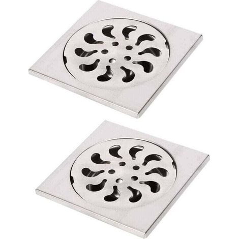 pezzi di scarico a pavimento in acciaio inox, XU, griglia doccia quadrata, filtro doccia, raccogli capelli per bagno, 90x90x30mm-Crezuo