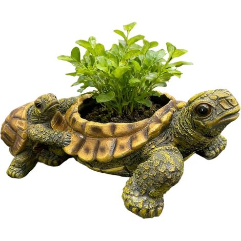 Adorable pot de fleurs décoratif générique, vase d'extérieur en forme tortue, jardinière pour porche (1/5)