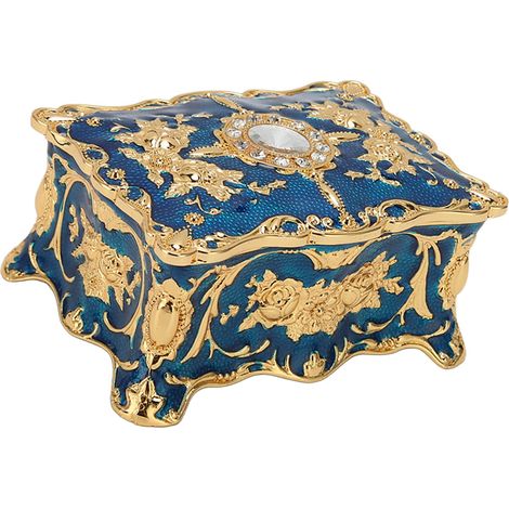 Boîte à bijoux ancienne avec gravure florale pour colliers et boucles d'oreilles (1/5)