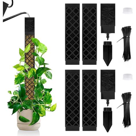 Climbing Plant Stake, 4 x 25 cm Monstera Stake for Indoor Plants, Self-Watering Stems Plastic Extension Stick, Support for Climbing Plants Sphagnum Coconut Garden (1/5)