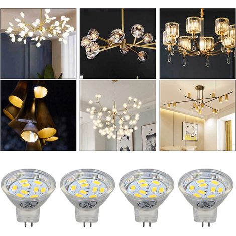4 Ampoules LED MR11 3W 300lm, 9 LEDs, Double Broche, Blanc Chaud pour Projecteurs et Éclairage Paysager