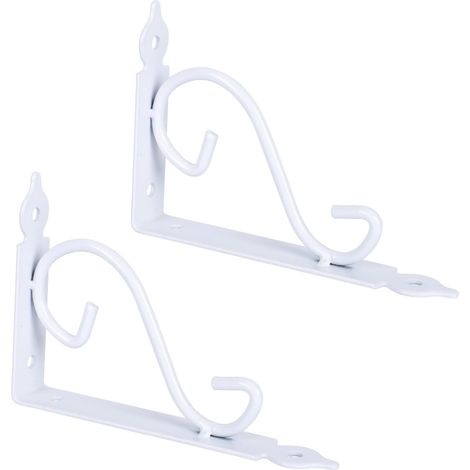Set di 2 supporti da parete triangolari in metallo bianco, stile industriale, facili da montare, per mensole da parete della camera da letto o della cucina.