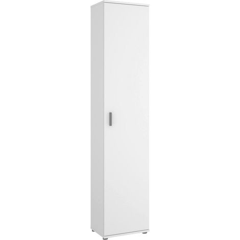 Dmora - Armadio multiuso 1 anta Arrow, Mobile multifunzione portaoggetti, Armadio alto porta scarpe, 39x35h190 cm, Bianco