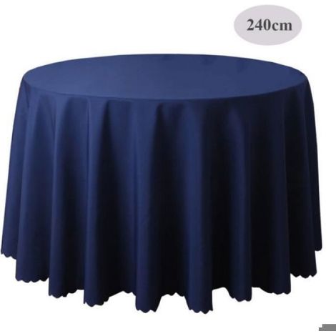 Nappe de Table Ronde - 240 cm - Bleu Marine - Rayures - Salle à Manger Pique-Nique Intérieur Extérieur - 1 Pièce (1/4)
