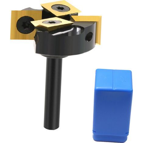 Mèche de routeur de surface Spoilboard, tige ronde de 1/4 po, 4 cannelures, diamètre de coupe de 1 à 3/8 po, aplatissement des dalles revêtues de Ti pour le traitement de surface (1/5)