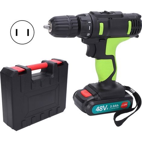Perceuse sans fil 2 vitesses, batterie lithium, pistolet visseuse à percussion, outil de perçage AC100-240V prise US. (1/5)