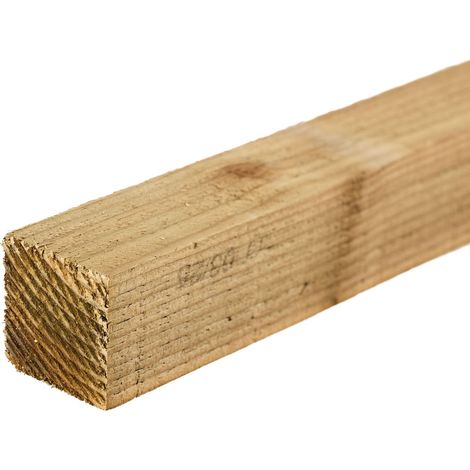 8ft Green Treated Square Top Wooden Fence Post 2400mm x 75mm x 75mm (3" x 3")