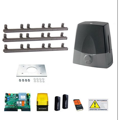 Kit Motore 1000kg Scorrevole Automatico Con 3 Mt Cremagliera Nylon 230v Kv10
