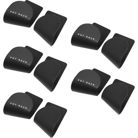 Lot de 5 paires de supports muraux en plastique auto-adhésifs pour couvercle de casserole Noir (1/5)