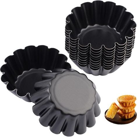 Dailygoods Tartelette Förmchen, 12 Stück Mini Tartelette Förmchen, 6,35 cm Wiederverwendbare Tartelette Formen Antihaftbeschichtung Robuster Kohl (1/5)