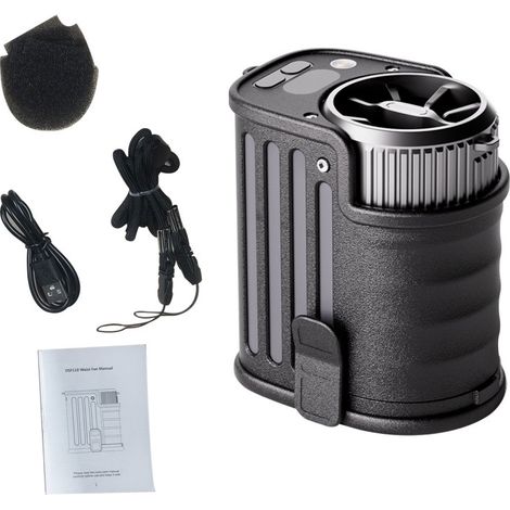 Ventilateur Pince Taille – Rechargeable – 20h Autonomie – 5 Vitesses – LED – Voyage/Plein Air (1/5)