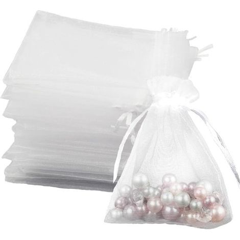 Packung mit 100 Organzabeuteln, 20x30cm, als Geschenktüten, Schmuckbeutel, Brauttaschen, Lavendelsäckchen, Hochzeitsgeschenke, Partyzubehör, mit (1/5)