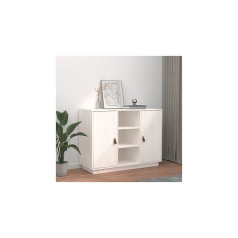 Buffet Blanc 100x40x75 Bois massif de pin (1/5)