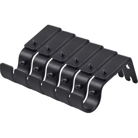 6 Pcs Ensemble de Supports de Tringle à Rideaux, Support Mural Réglable, Tringle à Rideau en Le Fer Supports Toute Épreuve, Tube de Penderie Supports, Cintre à Rideau Supports avec des Vis (Noir) (1/2)