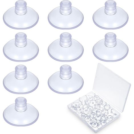 Packung mit 60 transparenten Saugnäpfen – 20 mm – Flexibles PVC – Starke Haftung ohne Haken – Für Glastische und Schreibtische – Transparent (1/5)