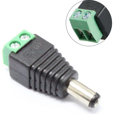 Connecteur DC 12V 2,1mm mâle à souder, 10 pièces adaptateur jack alimentation pour caméra CCTV, vidéosurveillance et LED (1/5)