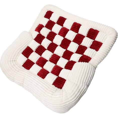 Decdeal Tapis de canapé antidérapant en peluche pour chiens, doux et confortable, carré, couverture de lit pour animaux de compagnie, pour voitures, canapés de maison, rouge 90 X