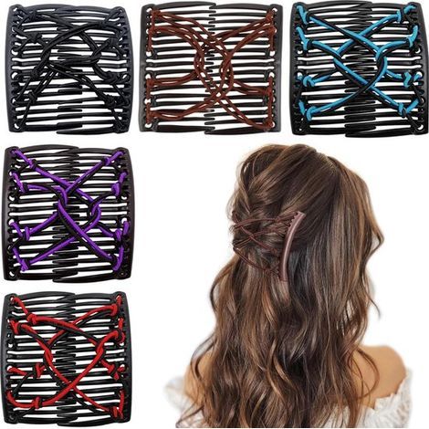 One-piece elastic magic hairbrush - Adjustable elastic hair clip, suitable for women and girls - Seamless hair styling - Retro bun styler - Suitable for curly, thick, and wavy hair, can be used to tie (1/5)