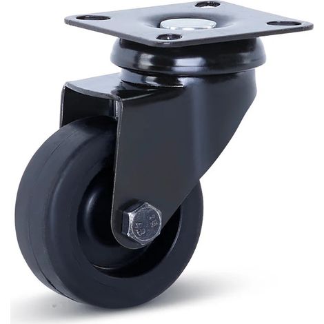 Roulette pivotante - MESO - Meuble noire - Platine - 50mm - 40kg