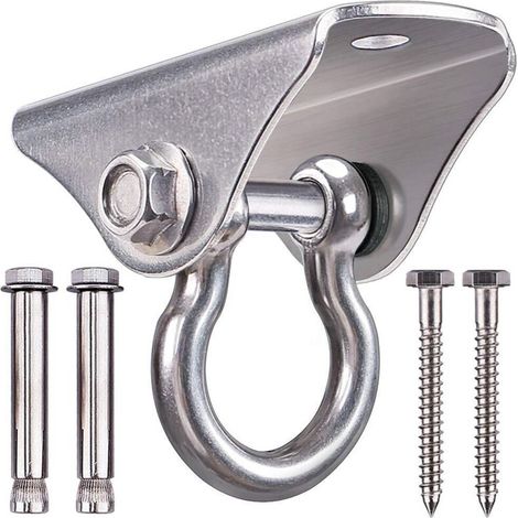 Gancio da soffitto in acciaio inox, girevole a 360°, per cemento, legno, amaca, sedia da veranda, altalena, yoga e oltre 450 kg, 180° (1/4)
