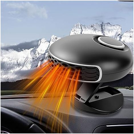 Calefactor y desempañador portátil para coche de 24 V: ventilador giratorio de 360° con función dual de calefacción y refrigeración para desempañar el parabrisas. (1/2)