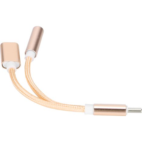 USB-C-auf-3,5-mm-Audioadapter mit Schnellladefunktion – Kompatibel mit Xiaomi, Huawei, Samsung – Gold (1/5)