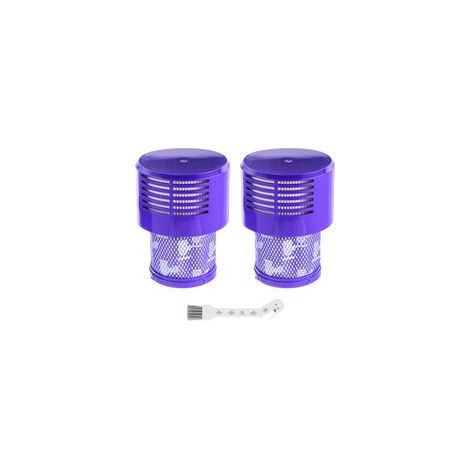 Lot de 2 filtres de rechange V10 pour la série Dyson V10 Cyclone - V10 Absolute - V10 Animal - V10 Total Clean - SV12 - remplace la référence 969082-01 - 2 filtres et 1 brosse de nettoyage. (1/5)