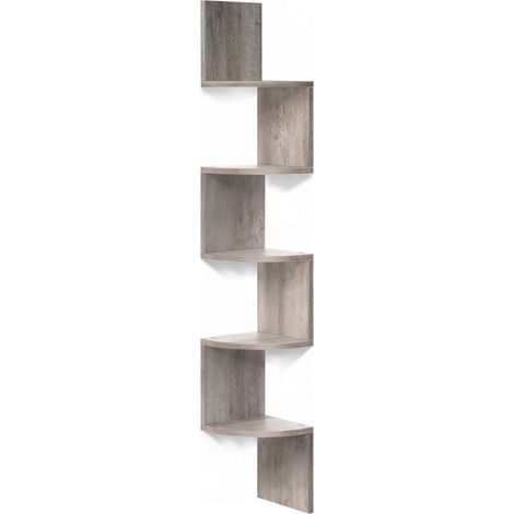 Mensola angolare da parete, 5 ripiani, design a zigzag