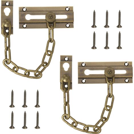 2 Pcs Sécurité Chaîne De Porte Avec Vis Serrure Robust Bronze (1/5)