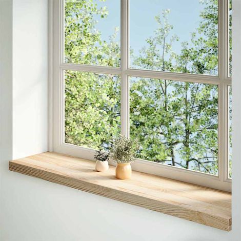 Lot de 2 Appuis de fenêtre,Rebord de fenêtre non traité 110x25x2cm bois chêne massif CFW85330 (1/5)