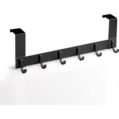 Türhaken mit 6 Aluminiumhaken für Türen mit einer Stärke von 35 bis 45 mm, kein Bohren erforderlich, 13 cm, schwarz (1/5)