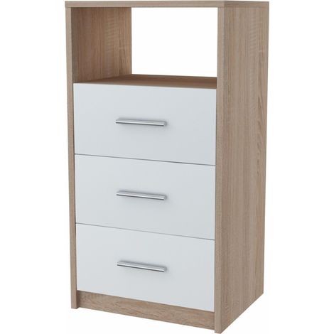 Kommode 3SO WEISS-SONOMA 40cm Einlegeboden Schubladen