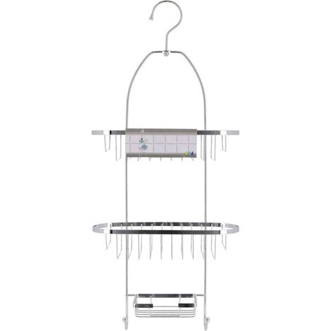 Serviteur de douche 2 Paniers + Porte savon en métal chrome avec crochet H 63 cm - TENDANCE (1/3)