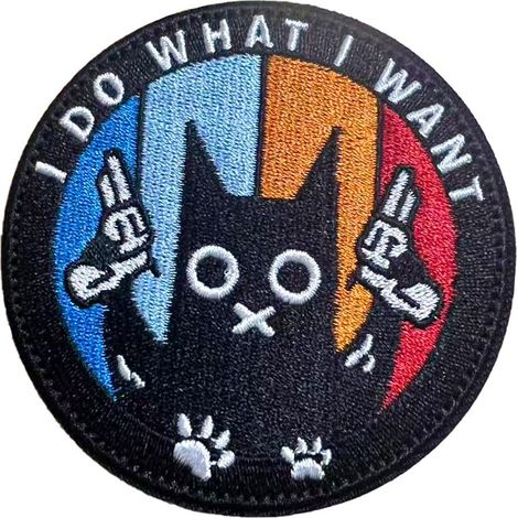 Patch noir chat avec pistolet - Patch moral brodé - Fermeture tactique - Pour vêtements, sac à dos, casquette de baseball, uniforme - Gilet - Harnais pour chien (1/4)