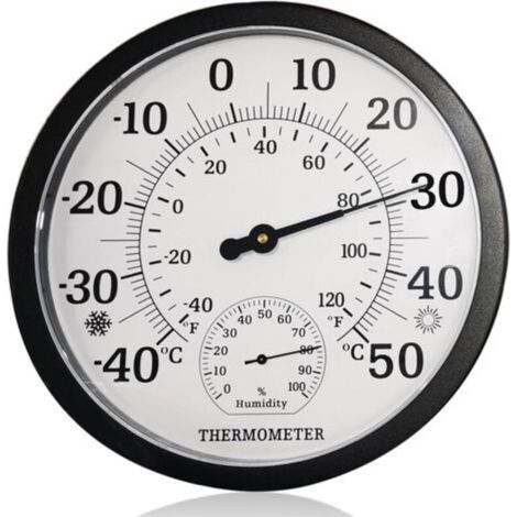 Grand thermomètre 2 en 1 pour l'intérieur et extérieur - Analogique - 25,4 cm - Avec hygromètre (1/5)