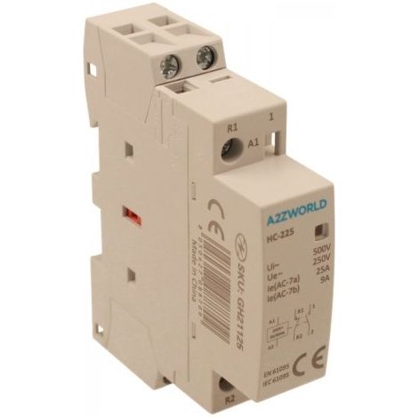 Teleruttore Contattore Modulare AC 2P 1M 1NO+1NC 25A AC 230V IP20 IEC61095 / IEC60947-4-1 HC-225