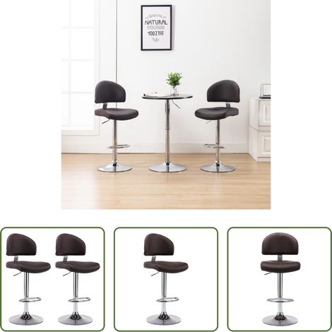 Confort d'assise - Tabourets de bar lot de 2 marron similicuir (1/5)