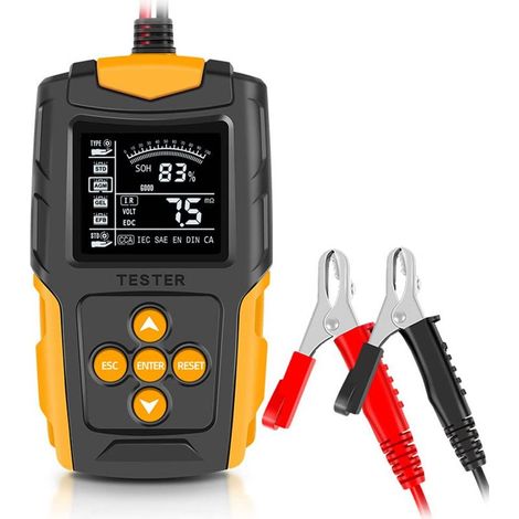 Probador de baterías de coche, analizador digital LCD de 12 V/24 V, herramienta de diagnóstico para la carga de coches, medición SOH, SOC, CCA e IR para coches, camiones y motocicletas. (1/5)