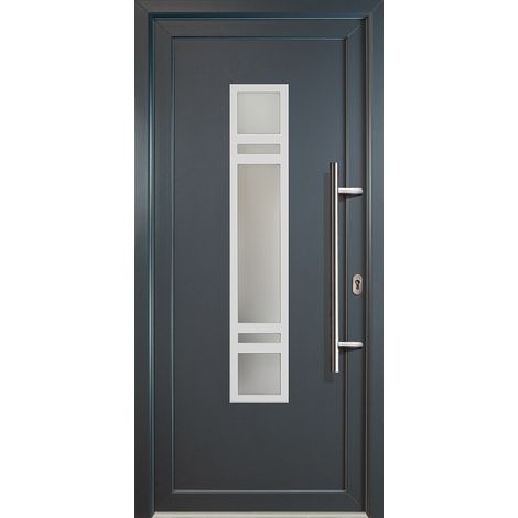 Signum ExklusivPVC Model 83, innen: weiß, außen: titan, Breite: 88cm, Höhe: 208cm, Öffnungsrichtung: DIN rechts