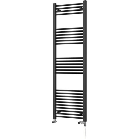 Zennor - Black Dual Fuel Towel Rail H1600mm x W500mm Standard - Straight (1/3)