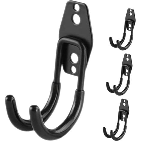 Juego de 4 ganchos metálicos resistentes para garaje, ideales para herramientas pesadas. Kit de colgador de pared negro con ganchos pequeños. Estante utilitario de pared para almacenamiento. (1/5)