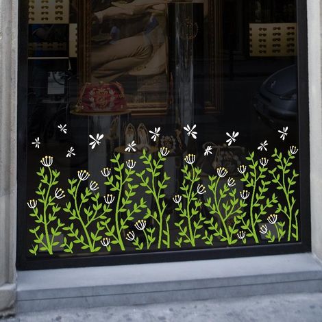 Décoration murale et plinthe à motifs de fleurs et de plantes pour fenêtres et vitres (1/5)