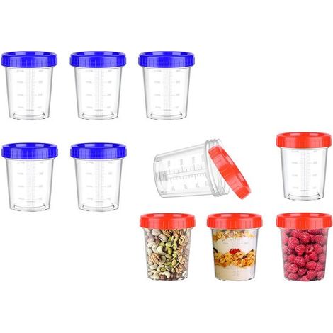 10 mini contenitori per alimenti, mini scatole per salse, 120 ml, contenitori per condimenti per insalate, barattoli per spezie, per conservare senape, aceto, blu, rosso (1/5)