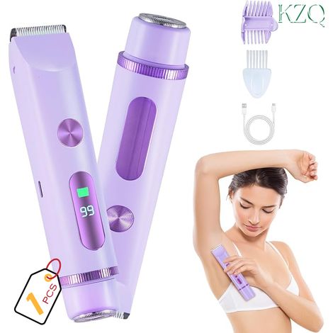 Électro-épilateur Sans Fil pour Femmes 2026, Étanche et Indolore, Double Tête pour Zone Intime, Visage et Corps, Rasoir Bikini 2 en 1 avec Écran LCD-KZQ (1/5)
