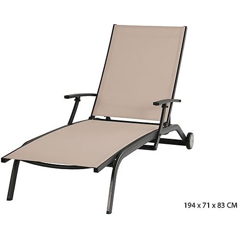 Bain de soleil inclinable avec accoudoirs - Taupe